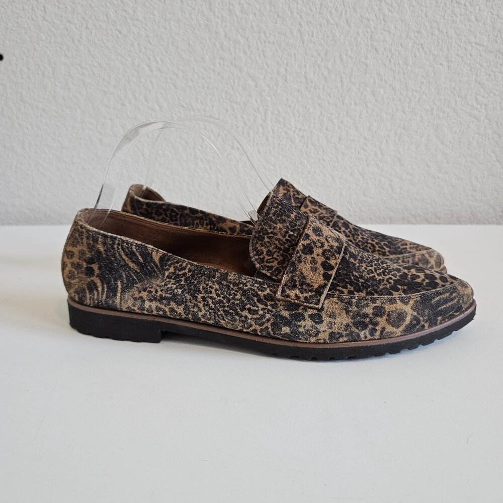 Paul Green Dara Loafer Safari Tan Flat Penny Loafer Leather Leopard Cheetah 6.5 - Picture 2 of 11